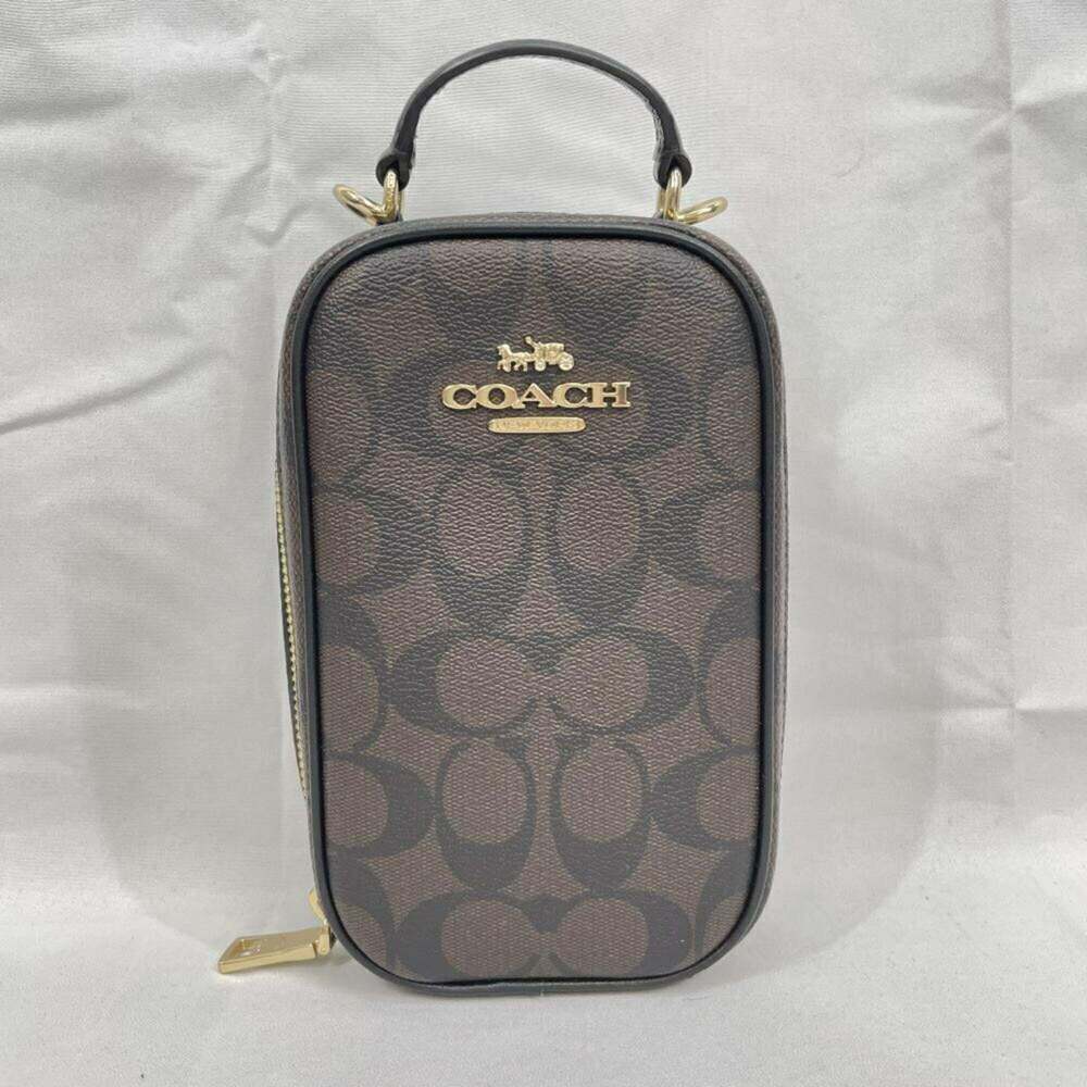 COACH Eva Phone Crossbody Signature Shoulder Bag Brown